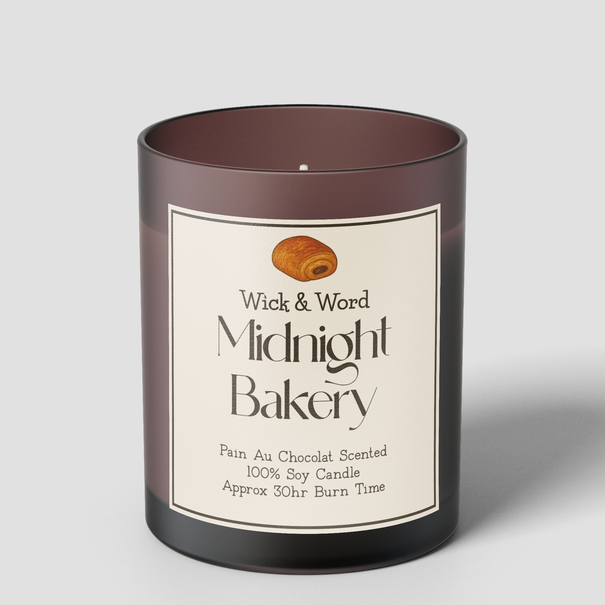 Midnight Bakery - Pain Au Chocolat Scented Candle Wick & Word