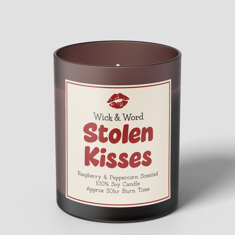 Stolen Kisses - Raspberry & Peppercorn Scented Candle Wick & Word